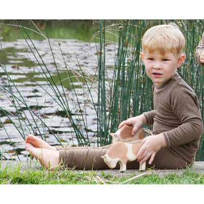 Kinder-Leggins walnuss-braun, 70% Wolle/30% Seide