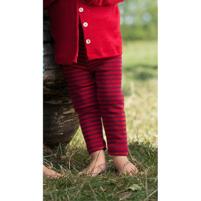 Leggins kirschrot/orchidee, 70% Wolle/30% Seide