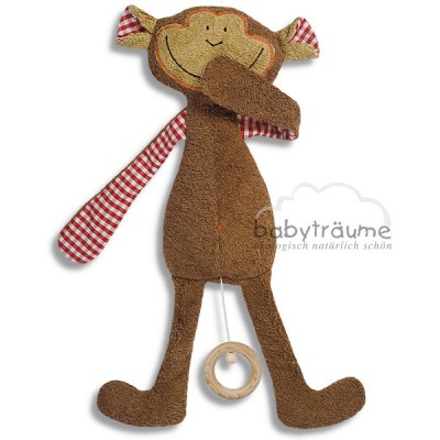 Spieluhr Affe Efie Egon mit Melodie Brahms Wiegenlied braun 100 Baumwolle kbA Fuellung Schurwolle