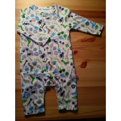 Overall "Druck Tiere + Technik", 100% Baumwolle (kbA), grün/blau/marine/grau.... - durchgeknöpft -