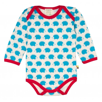 Body, Langarm, "Igel", 100% Baumwolle (kbA), Igel, rot abgesetzt