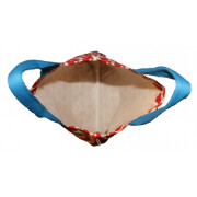 Tasche "Vogel klein", 100% Baumwolle (kbA), rote Vögel auf natur, mit blauen Henkel