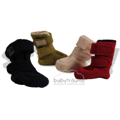 Klett-Stiefel, gewalkt, mit Klettverschluss, Schurwolle, Futter: Baumwolle (kbA), rot, Größe 1