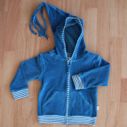 Nickykapuzenjacke "Saphir mit Streifen + Punkten", 100% Baumwolle (kbA) 86/92