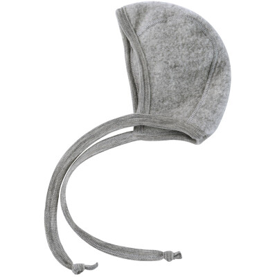 Kuschelfleece-Häubchen "grau", Fleece, 100% Wolle (Schurwoll-Fleece aus kbT-Schurwolle), hellgrau-melange 62/68