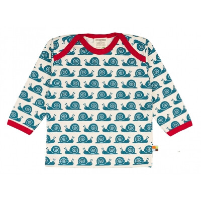 Shirt "l+p-Schneckchen", natur + blaue Schnecken, 100% Baumwolle (kbA)