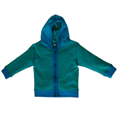 Jacke "Welle + Rauten", 100% Baumwolle (kbA), außen Wellen in blau, innen blau + Punkte