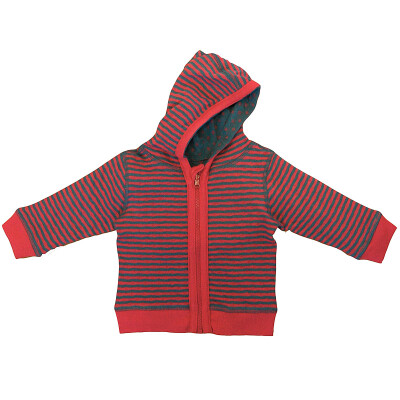 Jacke "Welle + Punkte", 100% Baumwolle (kbA), außen Wellen in rosa, innen blau + Rauten