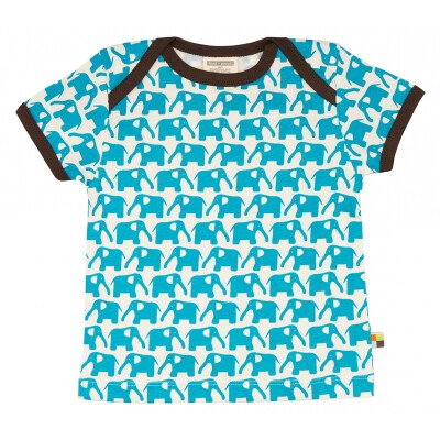 T-Shirt "Elefanten", "100%" Baumwolle (kbA), aqua/braun