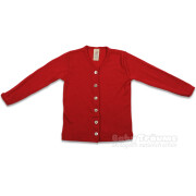 Strickjacke "Kirschrot" mit Perlmuttknöpfen, 70% Wolle (kbT) / 30% Seide