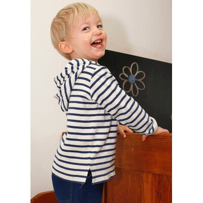 Kapuzenshirt "Leela-Maritim", 100% Baumwolle (kbA), marine/natur gestreift 116