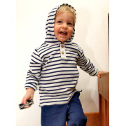 Kapuzenshirt "Leela-Maritim", 100% Baumwolle (kbA), marine/natur gestreift 116