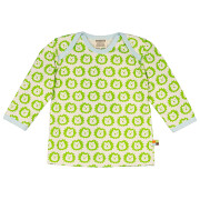 loud+proud-Shirt "grüner BioLöwe", "100%" Baumwolle (kbA), natur/limonengrün/sky 122-128 - mit normalen Halsausschnitt -