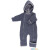Wollfleece-Overall "grauer Winteroverall" mit Umschlägen und Reißverschlüssen, 100% Wolle (kbT), Kapuzenfutter: 100% Baumwolle (kbA) 74/80