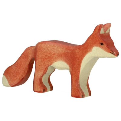 Holzfigur "Fuchs", stehend, handbemalt, orange, ca. 14x2,3x8cm