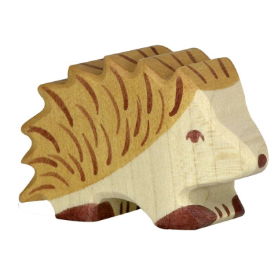 Holzfigur "Igel", handbemalt, braun, natur, ca. 6 x 2,3 x 4 cm