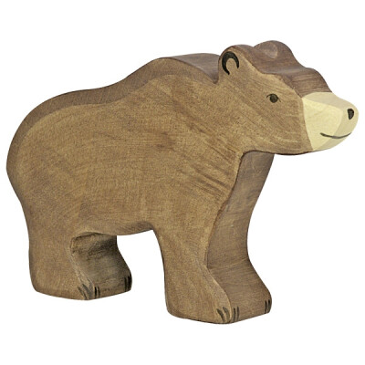 Holzfigur "Braunbär", braun, handbemalt, Holztiger Holzfigur ca. 15 x 2,8 x 11 cm³, Holz