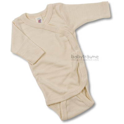 Wickelbody, lg. Arm, 70% Wolle (Schurwolle, kbT)/30% Seide, natur, 74/80