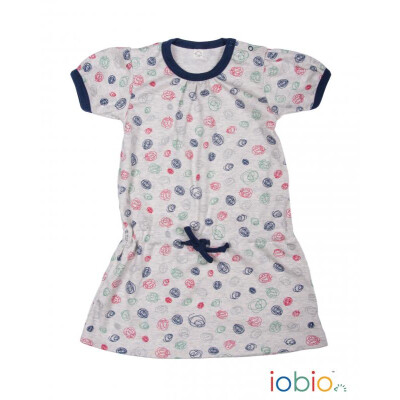 Kleid "Kritzel auf grau" mit Taillenkordel, 100% Baumwolle (kbA)