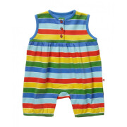 Sommer-Spieler  "Regenbogen-Streifen", 100% Baumwolle (kbA) als kurzer Strampler