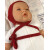 BabyHäubchen "Engels rot-melange", 100% Wolle (kbT), rot-meliert