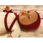 BabyHäubchen°° "Engels rot-melange", 100% Wolle (kbT), rot-meliert 74/80
