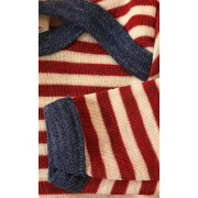 Babys WollBody "geringelt rot-melange/natur, blau-melange abgesetzt", 100%  Schurwolle (kbT) 74/80