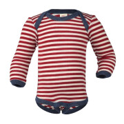 Babys WollBody "geringelt rot-melange/natur, blau-melange abgesetzt", 100%  Schurwolle (kbT) 74/80