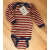 Babys WollBody "geringelt rot-melange/natur, blau-melange abgesetzt", 100%  Schurwolle (kbT) 74/80