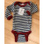 Babys WollBody "geringelt blau-melange/natur, rot-melange abgesetzt", 100%  Schurwolle (kbT) 98/104