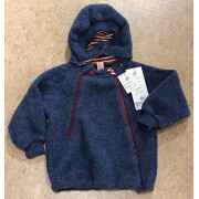 Kuschelfleece-Pulli-Jacke "blau-melange", Fleece, 100% Wolle (Schurwoll-Fleece aus kbT-Schurwolle), blau-melange 116