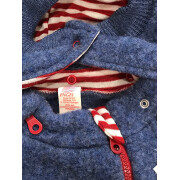 Kuschelfleece-Pulli-Jacke "blau-melange", Fleece, 100% Wolle (Schurwoll-Fleece aus kbT-Schurwolle), blau-melange 116
