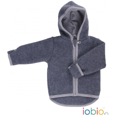 Wollfleece-Jacke mit Umschlag, anthrazit, 100% Schurwolle, Kapuzenfutter: 100% Baumwolle (kbA)