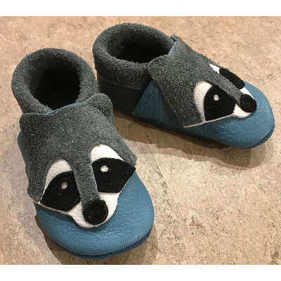 Pantolinos°° "Waschbär" Krabbel- und Lauflernpuschen, Naturleder: pflanzlich gegerbt 21/22