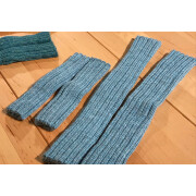 Stulpen "türkis-melange 15cm" für Neugeborene bzw. Pulswärmer aus 100% Wolle (Baby-Alpaca)- gaaaanz weich und kuschelig 15 cm