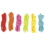 Perlenset in durchsichtiger Dose: 45 Fädelelemente in 5 Formen + 6 Schnüre, Fädelelemente aus Holz: Zylinder Ø= 2cm, H= 2 cm