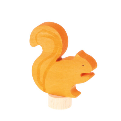 Geburtstagsstecker Eichhörnchen, orange, Holz, Steckfigur für Geburtstagskranz oder Jahreszeitentisch