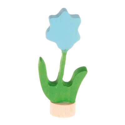 Geburtstagsstecker blaue Blume, Holz, Steckfigur für Geburtstagskranz oder Jahreszeitentisch