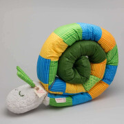 tinebas "XL-Schnecke grün-blau-bunte Pucki-Betty" - die große Puckschnecke für fröhliche Babys, PatchworkStoffe: Baumwolle (kbA), ausgerollt ca 200-210cm lang - mit Fühlern zum Festhalten, jede Schlange ist ein wenig anders zusammengestellt