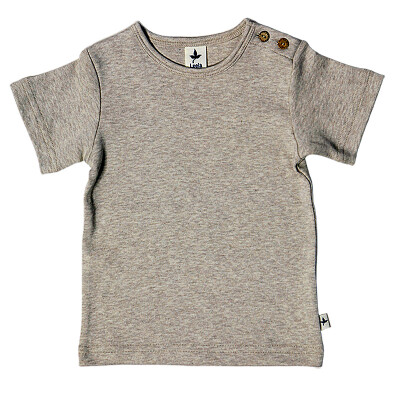 T-Shirt "Leelas beige-melange", mit Holzknöpfen, 100% Baumwolle (kbA), Gr. 86/92