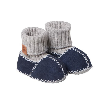 Fellschuhe "blau"- Obermaterial und Futter: Leder, Bündchen: Baumwolle, mit rutschfester NoppenSohle