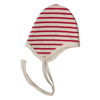 Wendemütze "Leelas Ziegelrot-gestreift" Baumwolle (kbA), mit beige-melange