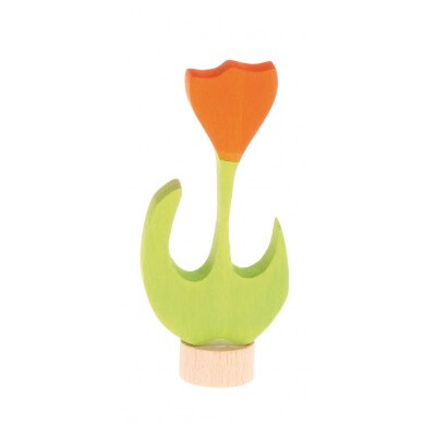 Geburtstagsstecker "orangene Tulpe", Grimms, Holz, Steckfigur für Geburtstagskranz oder Jahreszeitentisch