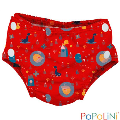 Badewindel "Vogel-Birdy auf rot", rot, 80% Polyamid, 20% Elasthan S (3-9 kg)