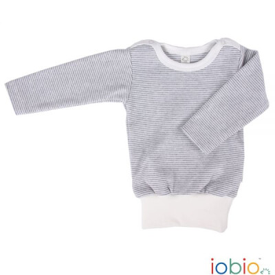 Shirt "W-free grau/natur-gestreift", langer Oberkörper + Bündchen - überwiegend Baumwolle (kbA) 86/92