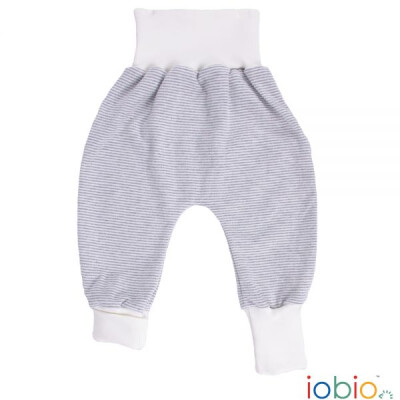 Babys Hose "grau/natur", leichte Qualität, überwiegend aus Biobaumwolle - mit Bauchbund + Beinbündchen zum Mitwachsen