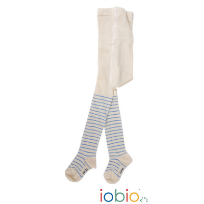 Strumpfhose "natur/hellblau gestreift", 98% Baumwolle (kbA)/2% Elasthan 98/104