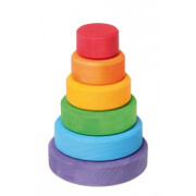 Grimms kleiner Scheibenturm "Regenbogen", 6 Etagen, unterschiedliche Regenbogenfarben zum Stapeln