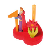Grimms Herz "großes rotes Herz mit 3 Steckplätzen"- als Tischdeko - für Geburtstagsstecker, ca 11cm, (ohne Kerze, ohne Messinghalter, ohne Deko)