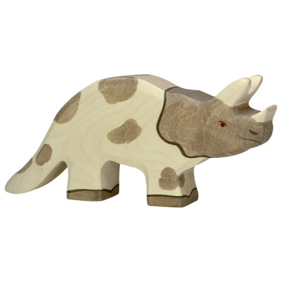Holzfigur "Triceratops Dinosaurier", Holztiger Holzfiguren, handbemalt